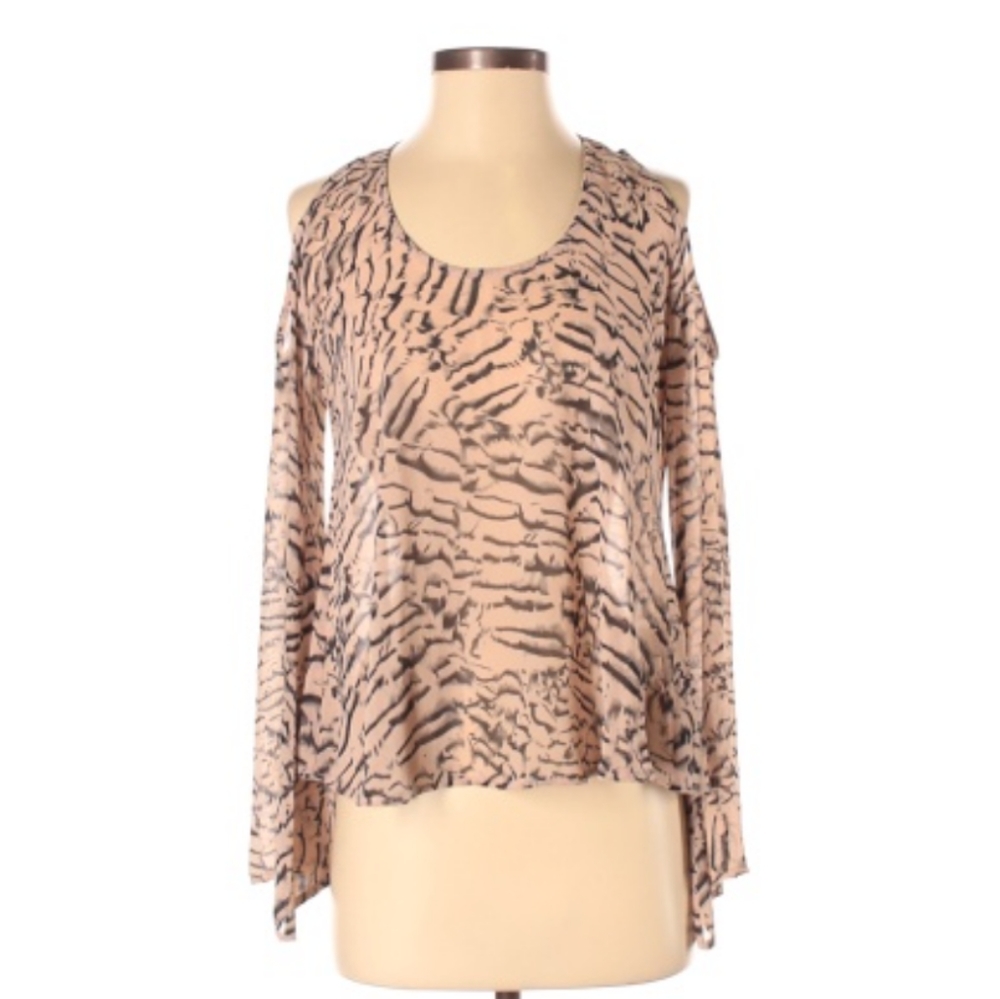 Lovers + Friends Cold Shoulder Top Abstract Print XS
